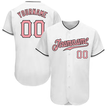 Load image into Gallery viewer, Custom White Medium Pink-Black Authentic Baseball Jersey