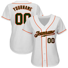 Load image into Gallery viewer, Custom White Green-Orange Authentic Baseball Jersey