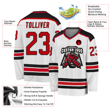 Load image into Gallery viewer, Custom White Red-Black Hockey Jersey