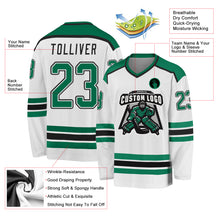 Load image into Gallery viewer, Custom White Kelly Green-Black Hockey Jersey