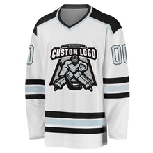 Load image into Gallery viewer, Custom White Silver-Black Hockey Jersey