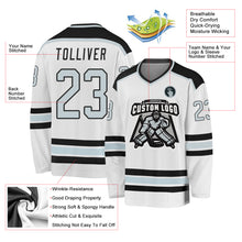 Load image into Gallery viewer, Custom White Silver-Black Hockey Jersey