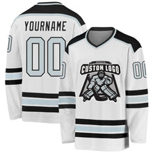 Load image into Gallery viewer, Custom White Silver-Black Hockey Jersey