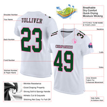 Load image into Gallery viewer, Custom White Green-Pink Mesh Authentic Football Jersey