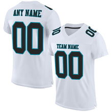 Load image into Gallery viewer, Custom White Black-Teal Mesh Authentic Football Jersey