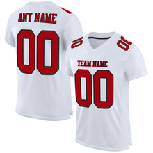 Load image into Gallery viewer, Custom White Red-Black Mesh Authentic Football Jersey