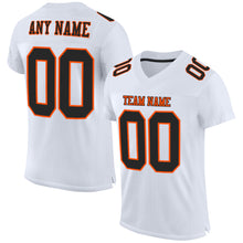 Load image into Gallery viewer, Custom White Black-Orange Mesh Authentic Football Jersey
