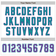 Load image into Gallery viewer, Custom White Purple Pinstripe Purple-Teal Authentic Baseball Jersey