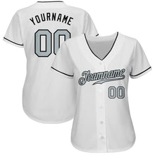 Load image into Gallery viewer, Custom White Silver-Black Authentic Baseball Jersey
