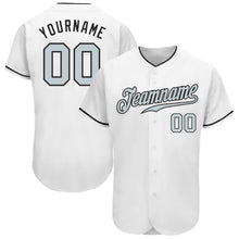 Load image into Gallery viewer, Custom White Silver-Black Authentic Baseball Jersey