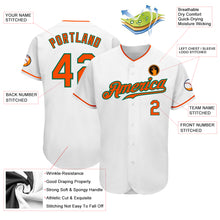 Load image into Gallery viewer, Custom White Orange-Kelly Green Authentic Baseball Jersey