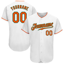 Load image into Gallery viewer, Custom White Orange-Kelly Green Authentic Baseball Jersey