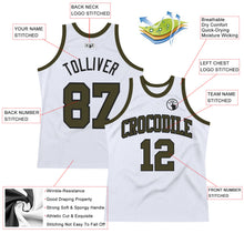 Load image into Gallery viewer, Custom White Olive-Black Authentic Throwback Basketball Jersey