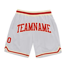 Load image into Gallery viewer, Custom White Red-Cream Authentic Throwback Basketball Shorts