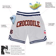 Load image into Gallery viewer, Custom White Navy-Orange Authentic Throwback Basketball Shorts