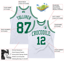 Load image into Gallery viewer, Custom White Kelly Green Authentic Throwback Basketball Jersey