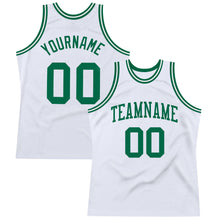 Load image into Gallery viewer, Custom White Kelly Green Authentic Throwback Basketball Jersey