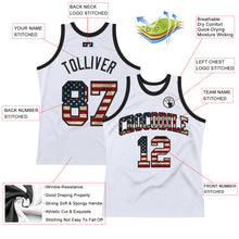 Load image into Gallery viewer, Custom White Vintage USA Flag-Black Authentic Throwback Basketball Jersey