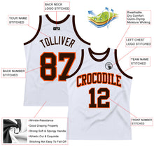 Load image into Gallery viewer, Custom White Brown-Orange Authentic Throwback Basketball Jersey
