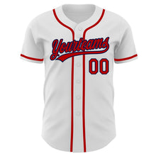 Load image into Gallery viewer, Custom White Red-Navy Authentic Baseball Jersey