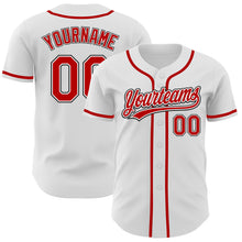 Load image into Gallery viewer, Custom White Red-Black Authentic Baseball Jersey