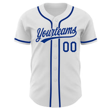 Load image into Gallery viewer, Custom White Royal Authentic Baseball Jersey