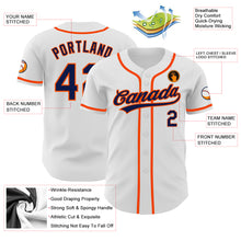 Load image into Gallery viewer, Custom White Navy-Orange Authentic Baseball Jersey
