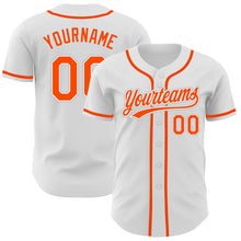 Load image into Gallery viewer, Custom White Orange-Gray Authentic Baseball Jersey
