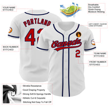 Load image into Gallery viewer, Custom White Red-Navy Authentic Baseball Jersey