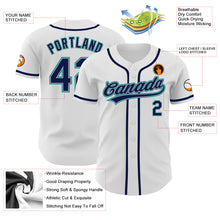Load image into Gallery viewer, Custom White Navy Gray-Teal Authentic Baseball Jersey
