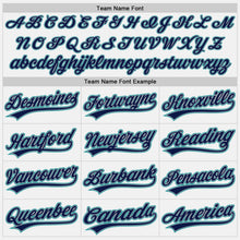 Load image into Gallery viewer, Custom White Navy Gray-Teal Authentic Baseball Jersey