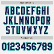 Load image into Gallery viewer, Custom White Navy Gray-Teal Authentic Baseball Jersey