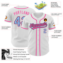 Load image into Gallery viewer, Custom White Light Blue Black-Pink Authentic Baseball Jersey