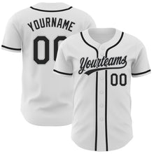 Load image into Gallery viewer, Custom White Black-Gray Authentic Baseball Jersey