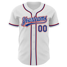 Load image into Gallery viewer, Custom White Royal-Red Authentic Baseball Jersey