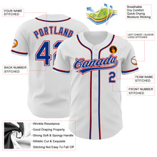 Load image into Gallery viewer, Custom White Royal-Red Authentic Baseball Jersey