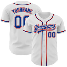 Load image into Gallery viewer, Custom White Royal-Red Authentic Baseball Jersey
