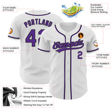 Load image into Gallery viewer, Custom White Purple-Black Authentic Baseball Jersey