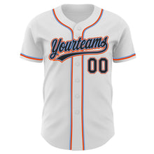 Load image into Gallery viewer, Custom White Black Powder Blue-Orange Authentic Baseball Jersey