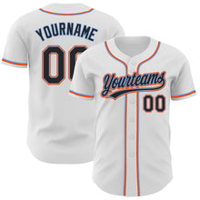 Load image into Gallery viewer, Custom White Black Powder Blue-Orange Authentic Baseball Jersey