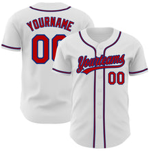 Load image into Gallery viewer, Custom White Red-Royal Authentic Baseball Jersey