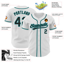 Load image into Gallery viewer, Custom White Black-Teal Authentic Baseball Jersey