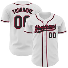 Load image into Gallery viewer, Custom White Black-Crimson Authentic Baseball Jersey