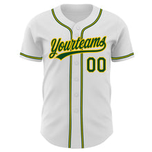 Load image into Gallery viewer, Custom White Green-Gold Authentic Baseball Jersey