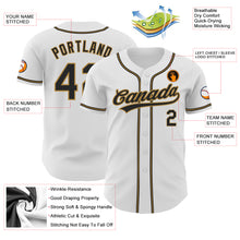 Load image into Gallery viewer, Custom White Black-Old Gold Authentic Baseball Jersey