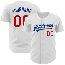Load image into Gallery viewer, Custom White Red-Royal Authentic Baseball Jersey