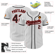Load image into Gallery viewer, Custom White Black Pinstripe Black-Red Authentic Baseball Jersey