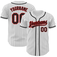 Load image into Gallery viewer, Custom White Black Pinstripe Black-Red Authentic Baseball Jersey