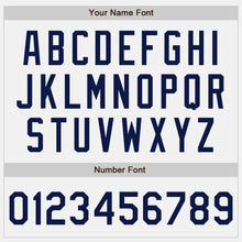 Load image into Gallery viewer, Custom White Navy Pinstripe Navy Authentic Baseball Jersey