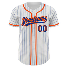 Load image into Gallery viewer, Custom White Royal Pinstripe Royal-Orange Authentic Baseball Jersey